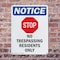 Signmission No Trespassing Residents OSHA Notice Sign, Plastic, 7in W x 10in L, 2PK OS-2PACK-NS-P-710-V-14986 - alternate 6